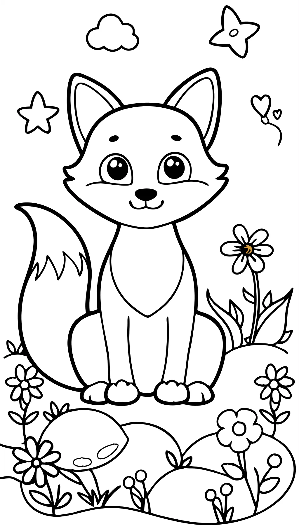 cute fox coloring page